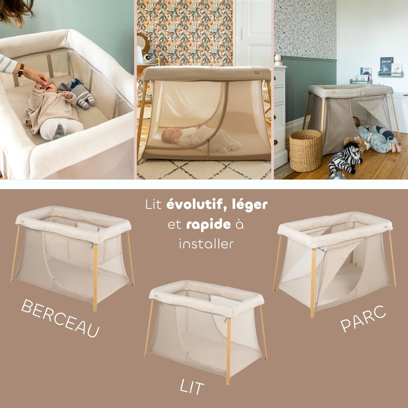 Lit parapluie 3 en 1 Eazy sleep Argile / Gazelle Beaba évolutif