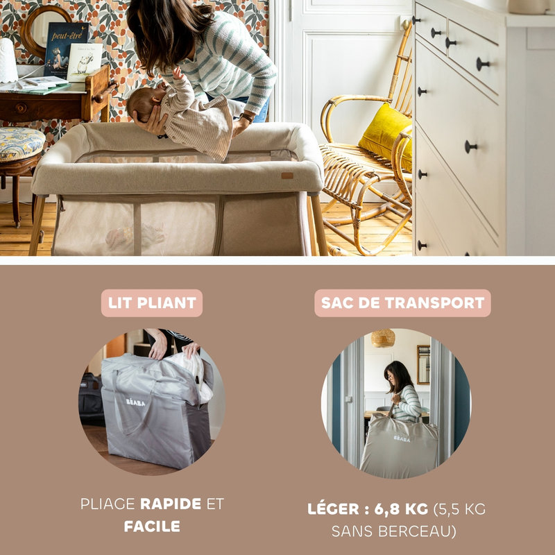Lit parapluie 3 en 1 Eazy sleep Argile / Gazelle Beaba transport