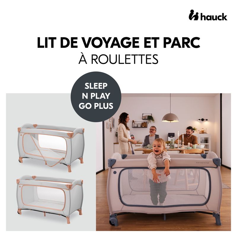Pack Lit parapluie Sleep N Play Go Plus + drap housse Hauck roulettes