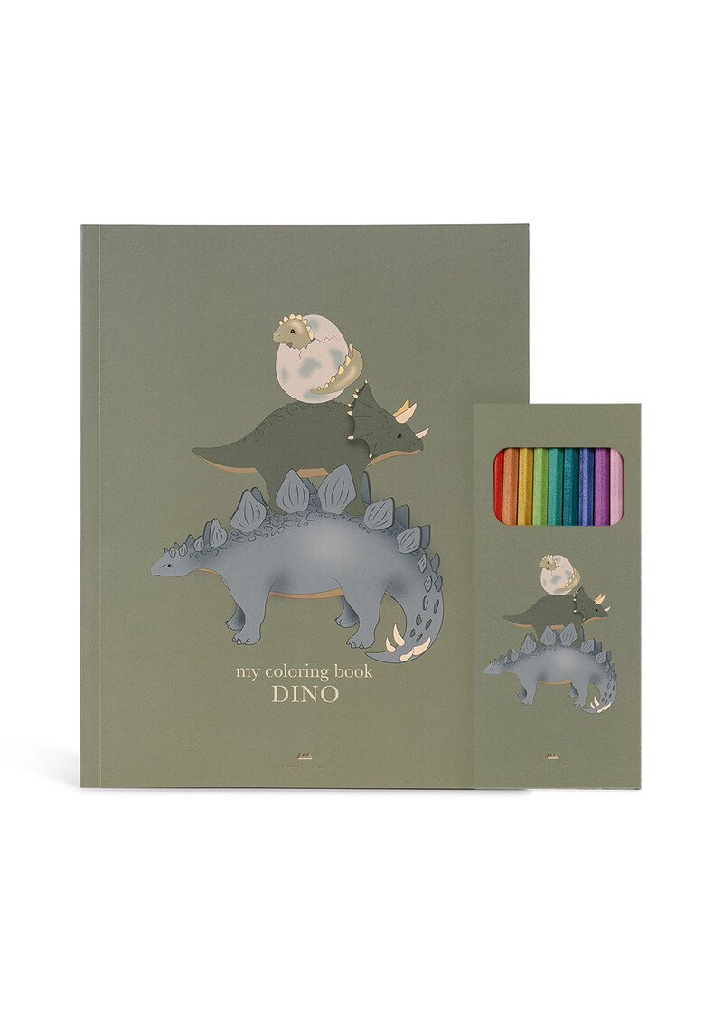 Livre de coloriage et crayons Dino KONGES Produit couverture avec boite à crayonsd
