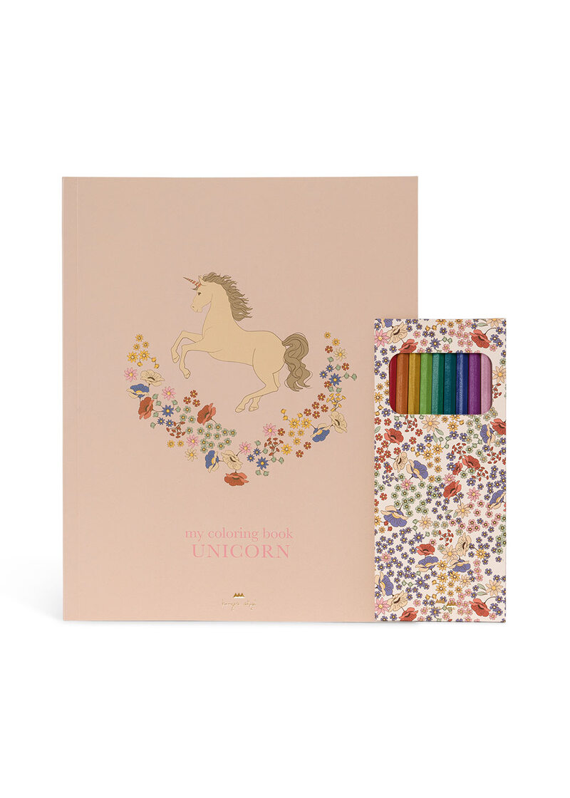 Livre de coloriage et crayons Licorne KONGES couverture