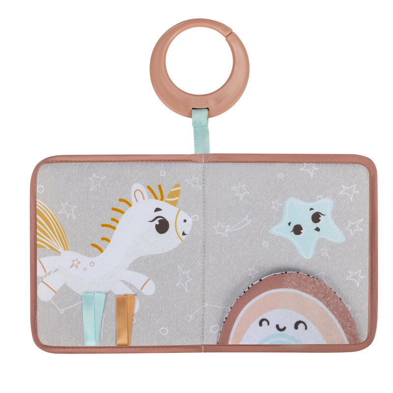 Livre en tissu Devine où je voyage Unicorn Tiny Love face