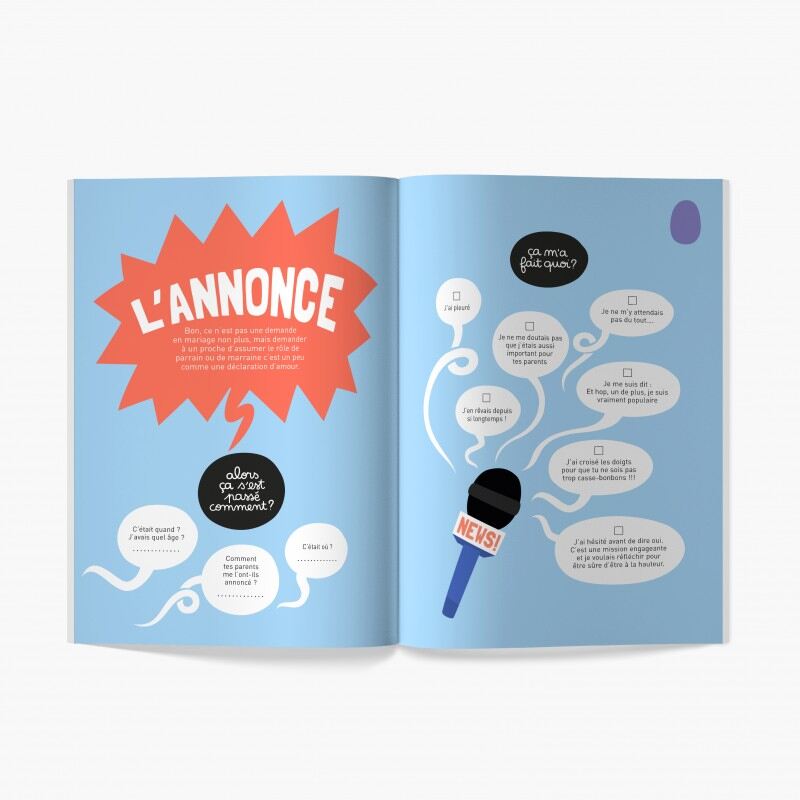 Livre à remplir Mon parrain, ma marraine à moi Minus Editions annonce