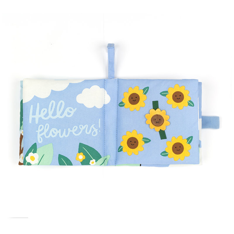 Livre en tissu Hello Sun Jellycat ouvert fleur 