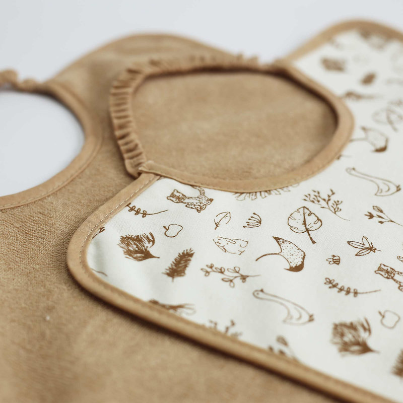 Lot de 2 bavoirs maternelles imperméables 30 x 38 cm Beige zoom 1