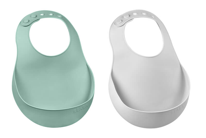 Lot de 2 bavoirs silicone light mist/vert sauge Béaba