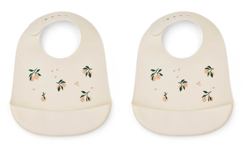 Lot de 2 bavoirs en silicone Tilda Peach / Sea shell mix Liewood