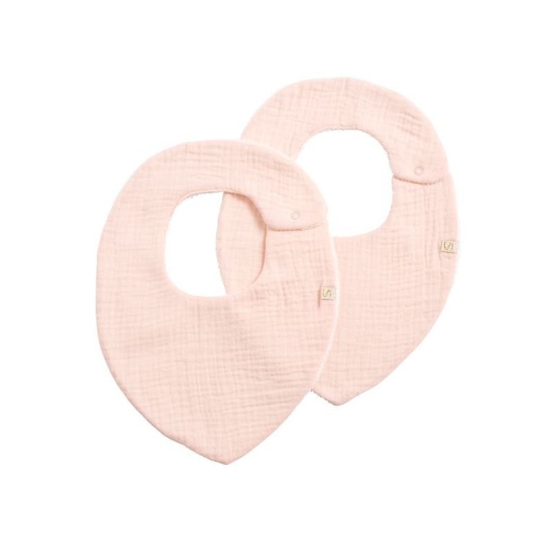 Lot de 2 Bavoirs Unis Sauthon rose pétale