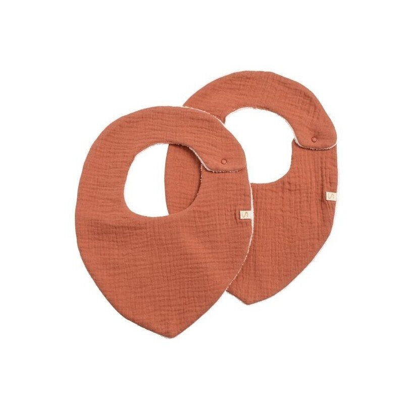 Lot de 2 Bavoirs Unis Sauthon terracotta
