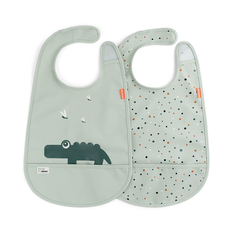 Lot de 2 Bavoirs velcro Croco Vert Done by Deer produit face