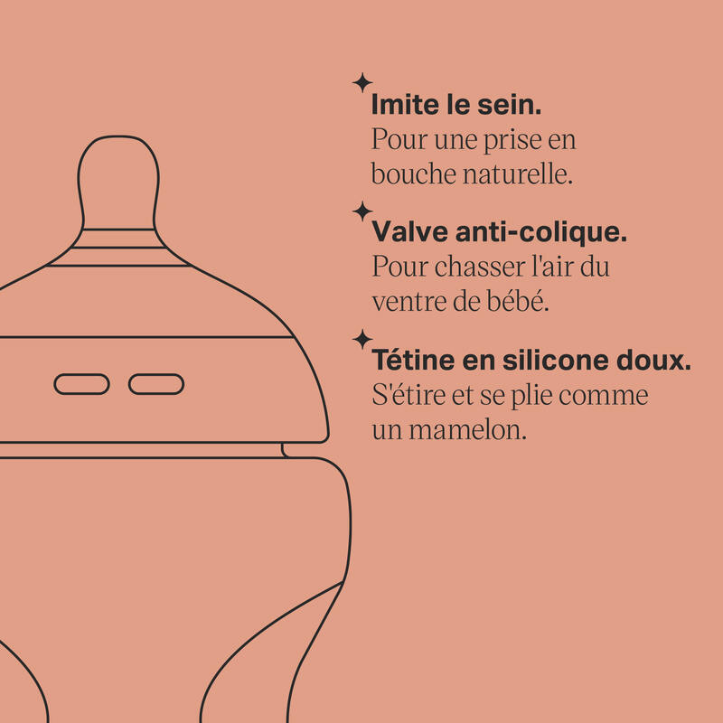 Lot de 2 biberons Natural Start 260ml Tommee Tippee information