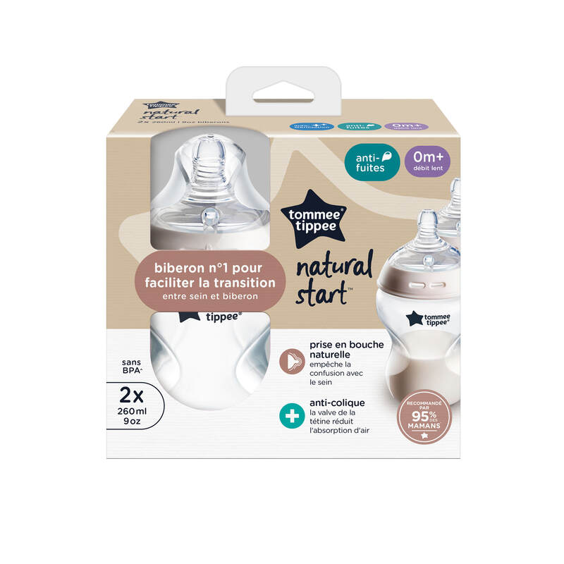 Lot de 2 biberons Natural Start 260ml Tommee Tippee package