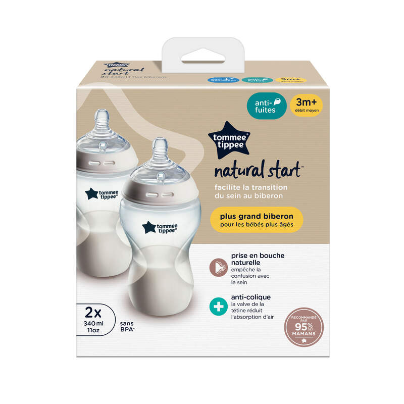 Lot de 2 biberons Natural Start 340ml Tommee Tippee produit face