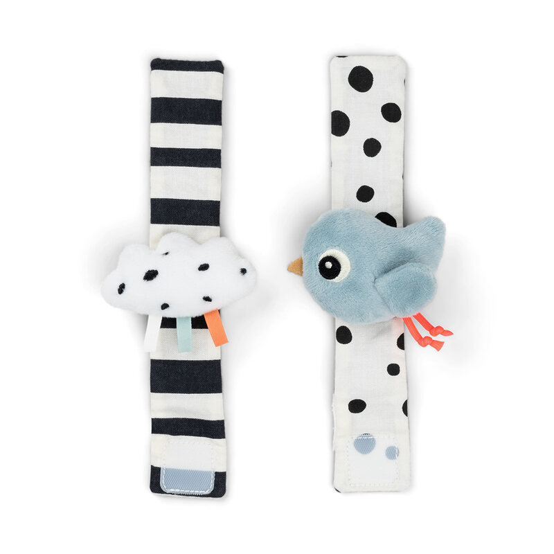 Lot de 2 Bracelets hochet Happy clouds Bleu Done by Deer plat