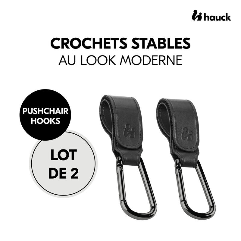 Lot de 2 crochets de poussette Hauck face