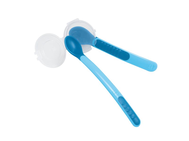 Lot 2 Cuillères thermosensibles avec étui de transport MAM coloris bleu avec etui