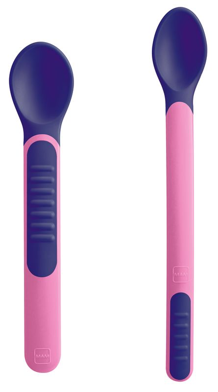 Lot 2 Cuillères thermosensibles avec étui de transport MAM coloris rose