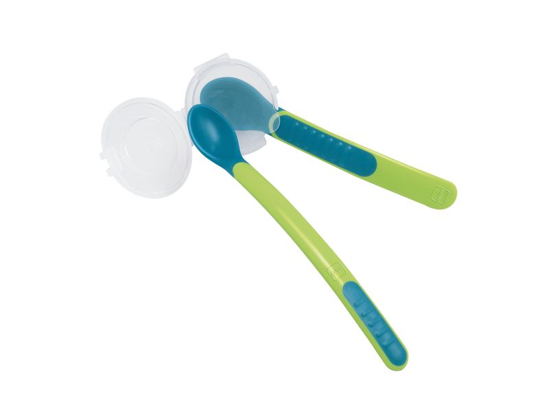 Lot 2 Cuillères thermosensibles avec étui de transport MAM coloris vert avec etui