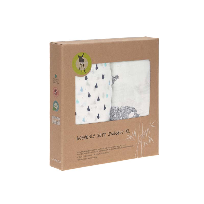 Lot de 2 langes 120 x 120 cm Little Water Baleine Lässig Packaging