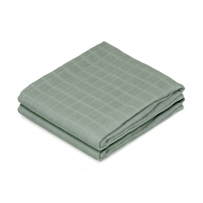 Lot de 2 langes en mousseline de Coton Bio Cam Cam ivy green