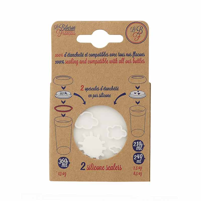 Lot de 2 opercules en silicone Amour et Nuage Le Biberon Français Packaging 1