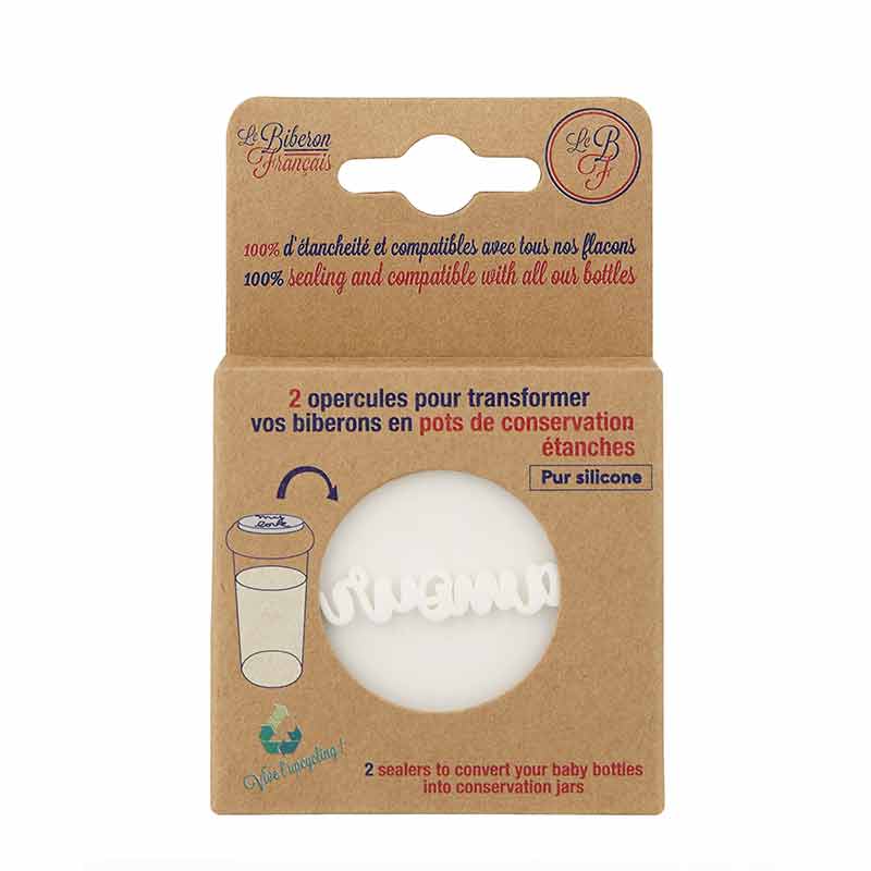 Lot de 2 opercules en silicone Amour et Nuage Le Biberon Français Packaging 2