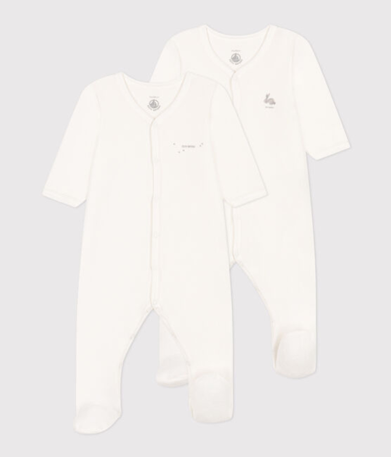 Lot de 2 pyjama bébé en velours variante 1 Petit Bateau produit face