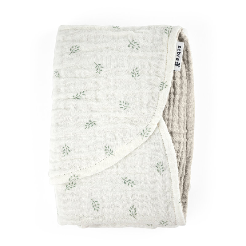 Lot de 2 serviettes réversibles pour matelas à langer en mousseline, Sophora Sebra pliée