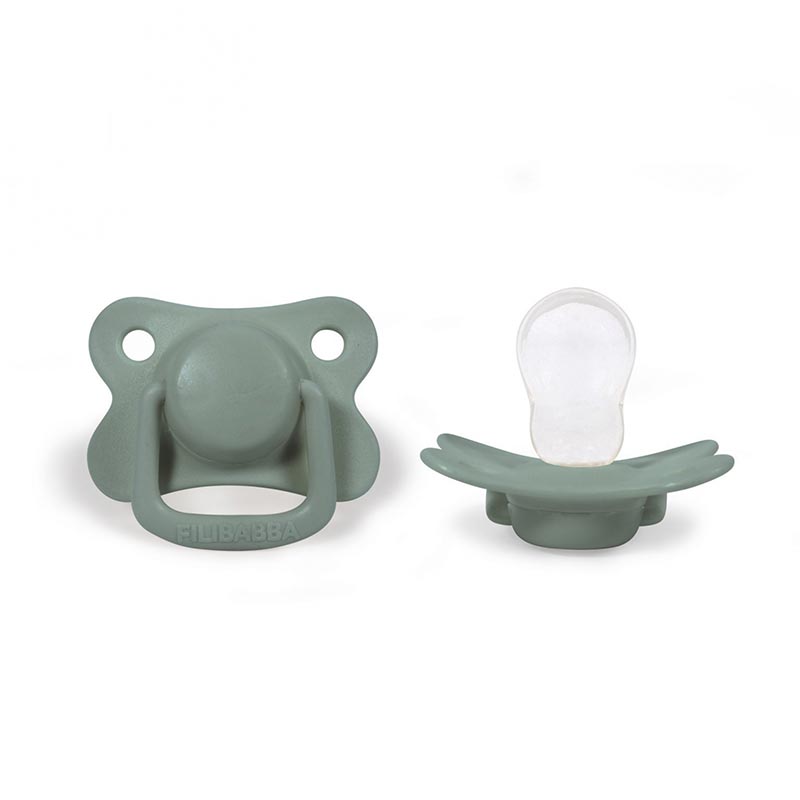 Lot de 2 sucettes anatomique en silicone 6m+ Moss Green Filibabba