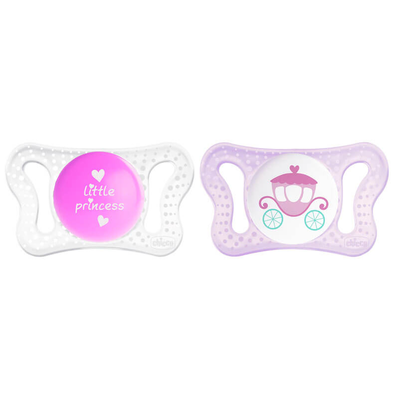 Lot 2 sucettes Physio Micro Boîte 0-2m Rose Chicco - Bébé Canaille