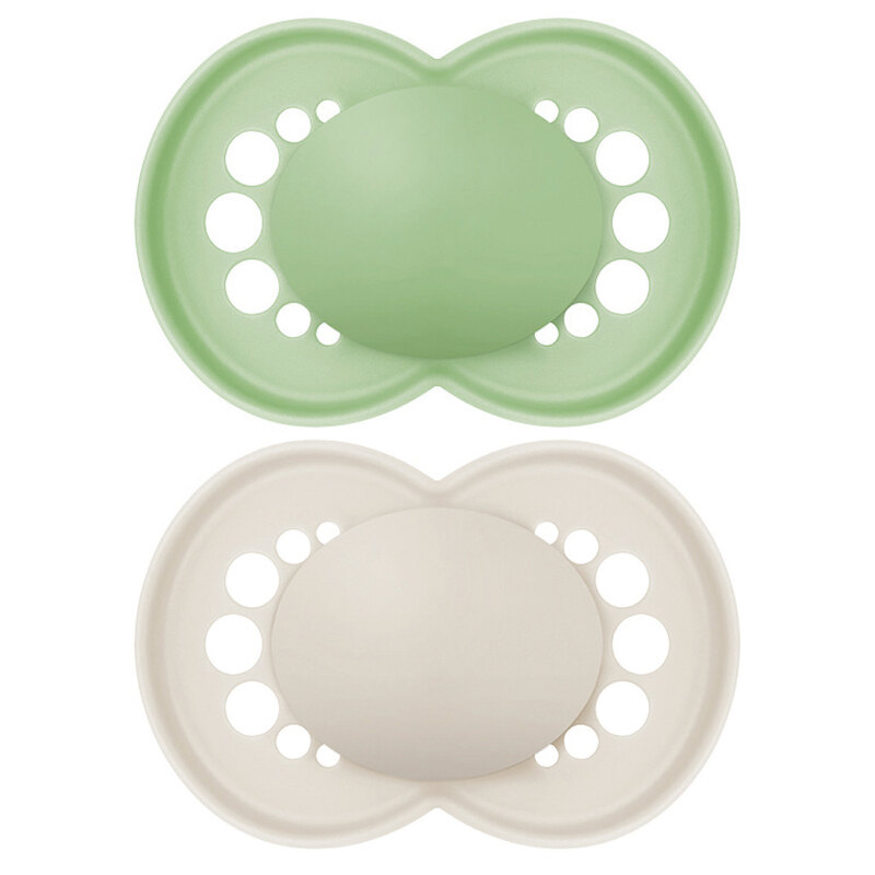 Lot de 2 sucettes en silicone + boîte de stérilisation Original Tendance Mam duo vert blanc