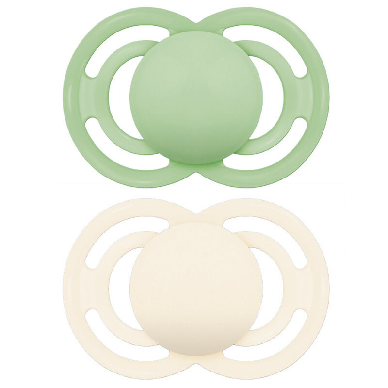 Lot de 2 sucettes en silicone + boîte de stérilisation Perfect Tendance Mamduo vert blanc