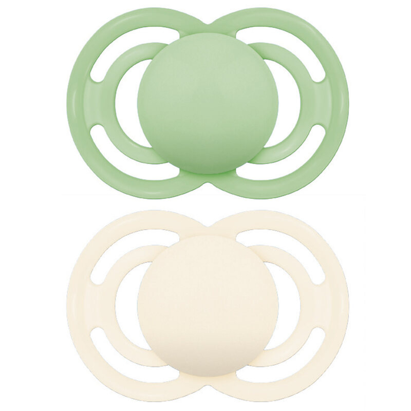 Lot de 2 sucettes en silicone + boîte de stérilisation Perfect Tendance Mamduo vert blanc