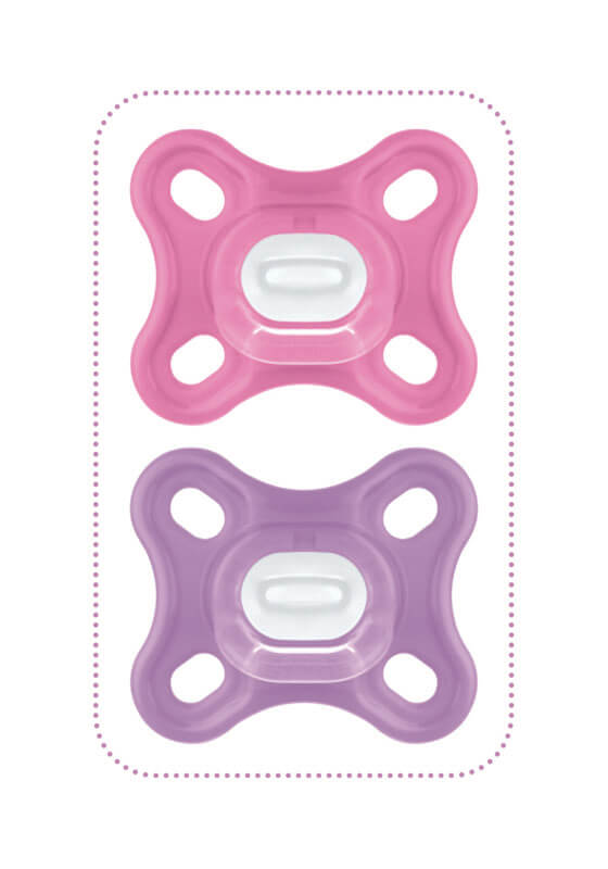 Lot de 2 sucettes en silicone Comfort 0m+ Rose Mam
