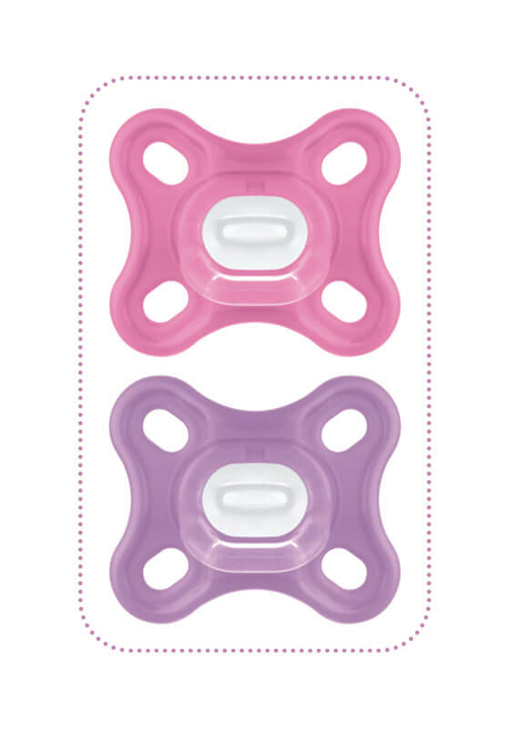 Lot de 2 sucettes en silicone Comfort 0m+ Rose Mam