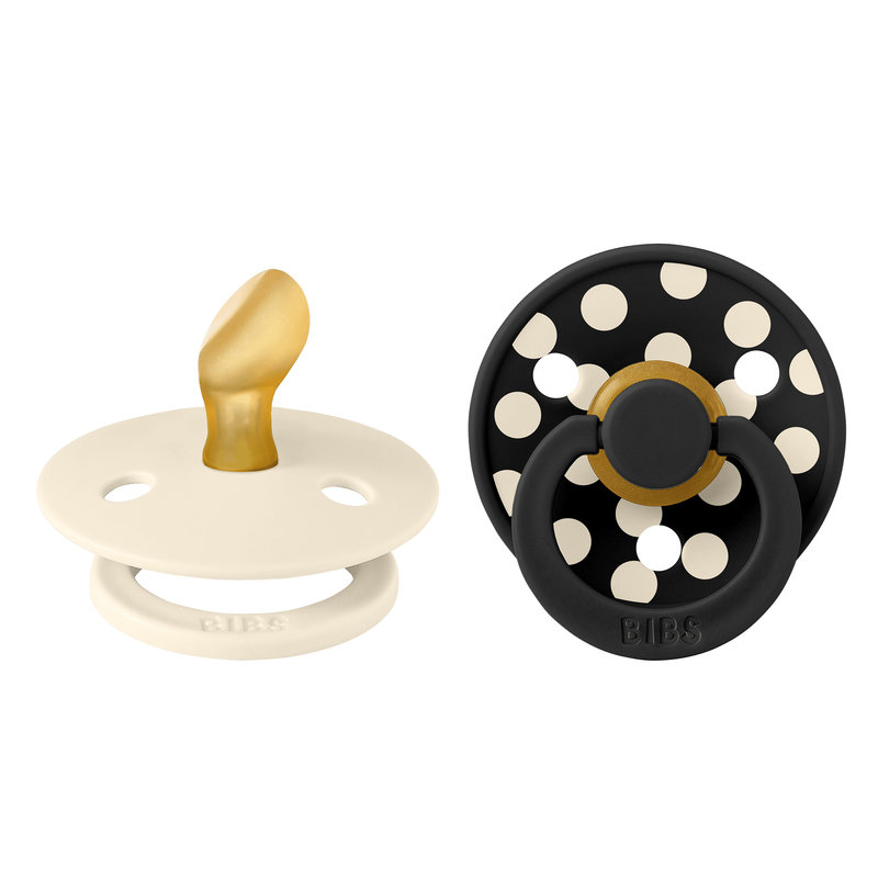 Lot de 2 sucettes Studio Polka Anatomique Caoutchouc Naturel T1 Ivory/Black Bibs produit