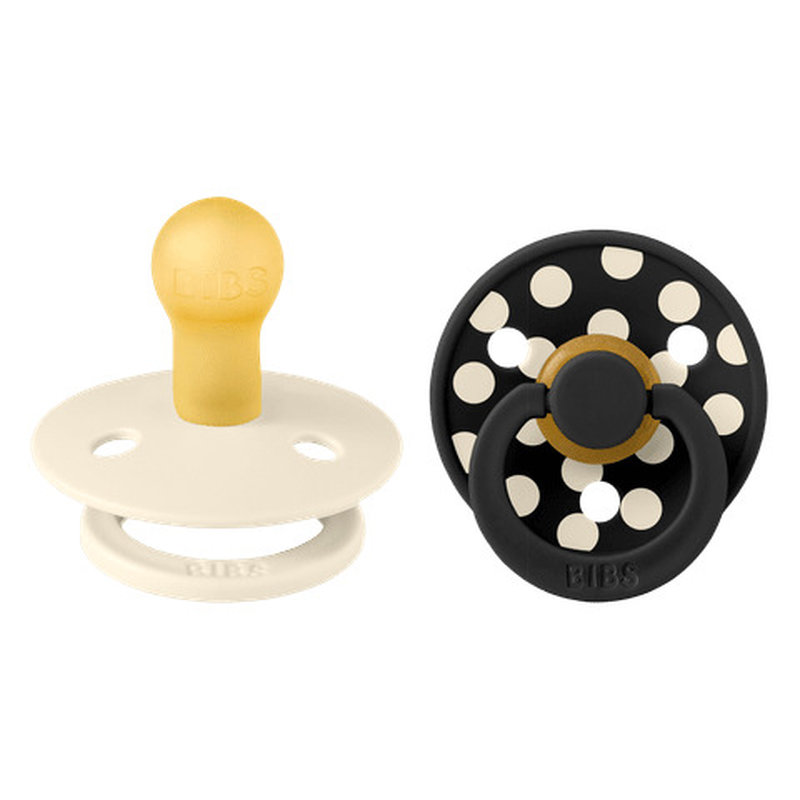 Lot de 2 sucettes Studio Polka Caoutchouc Naturel T1 Ivory/Black Bibs produits