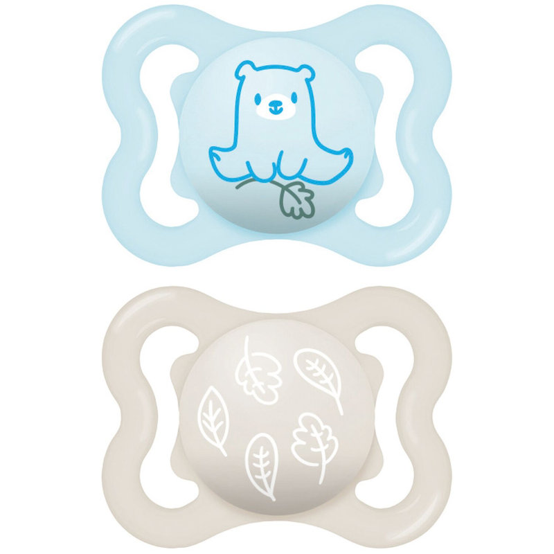 Lot de 2 sucettes Supreme Silicone Coloris Aléatoire 2-6 mois Mam bleu/beige