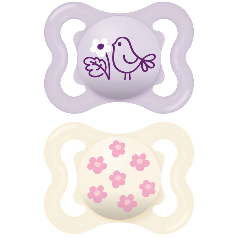 Lot de 2 sucettes Supreme Silicone Coloris Aléatoire 2-6 mois Mam violet/creme