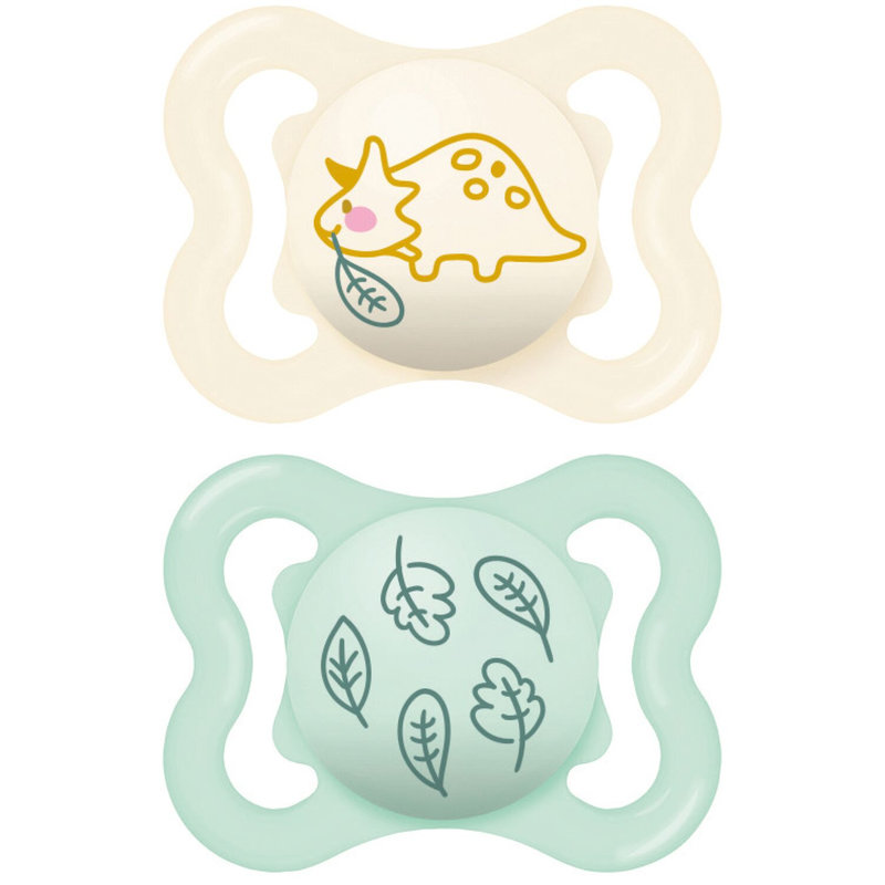 Lot de 2 sucettes Supreme Silicone Coloris Aléatoire 2-6 mois Mam creme/vert