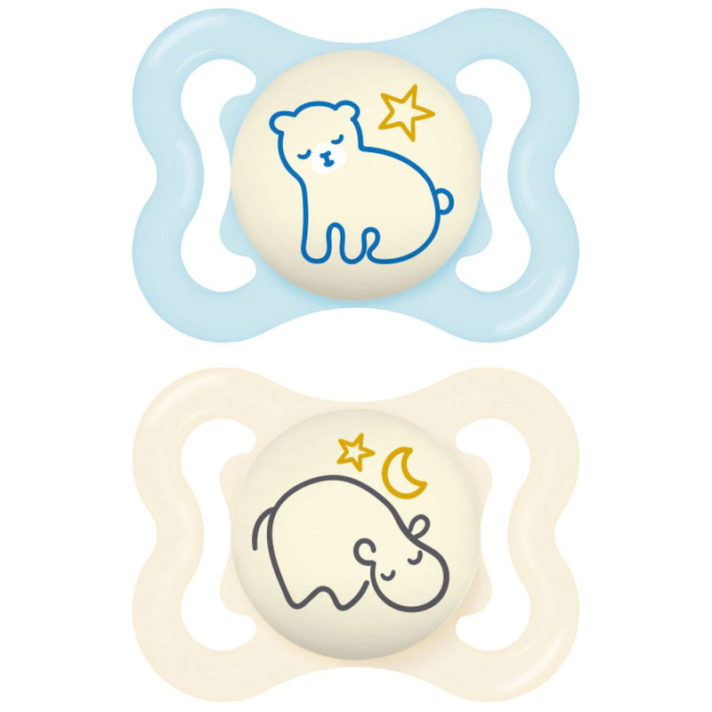 Lot de 2 sucettes Supreme Silicone Nuit Coloris Aléatoire 2-6 mois Mam bleu
