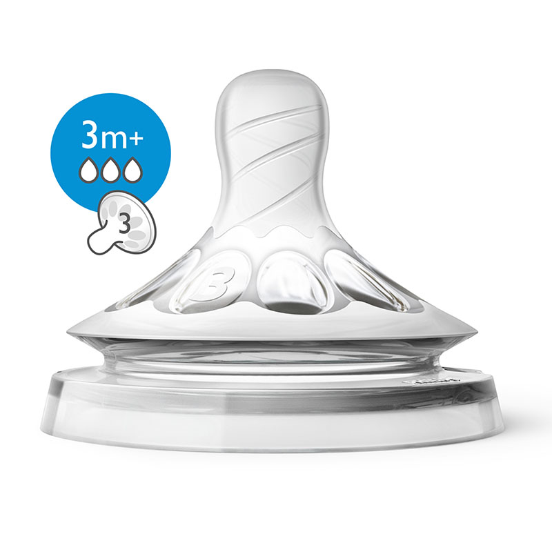 Philips Avent Biberon evolutif Natural 150 ml avec capuchon de protection +  tétine douce débit moyen 4 Mois+