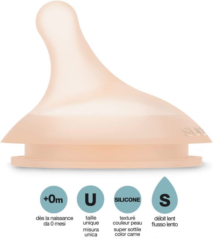 Lot de 2 Tétines Pour Biberon Anti-Colique Zero Zero Débit Lent / S Suavinex explications 1