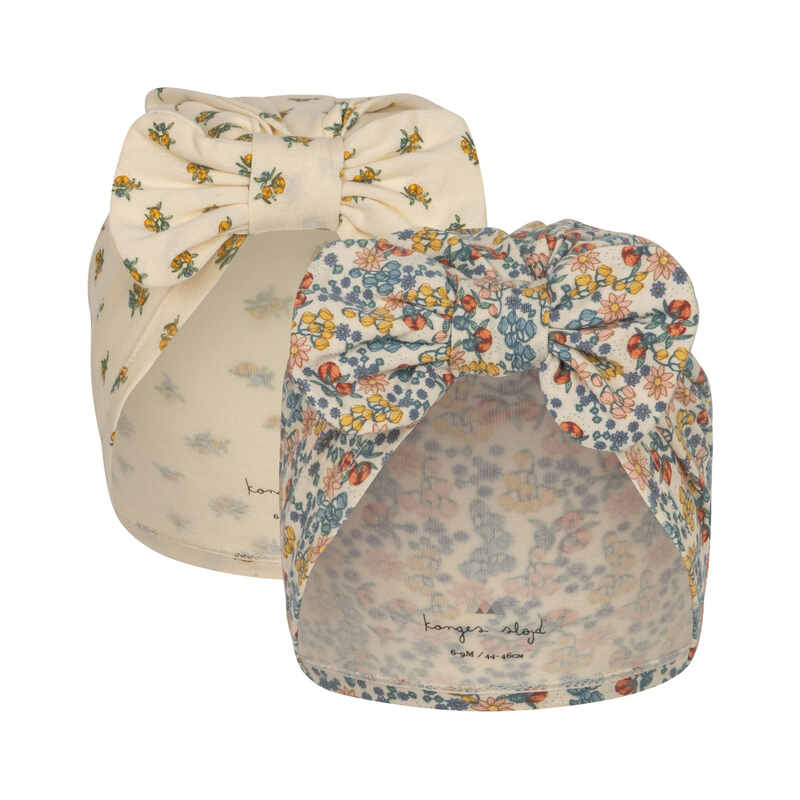 Lot de 2 turbans Bambi Peonia Limone Bibi Fleurs  Konges Slojd produit face