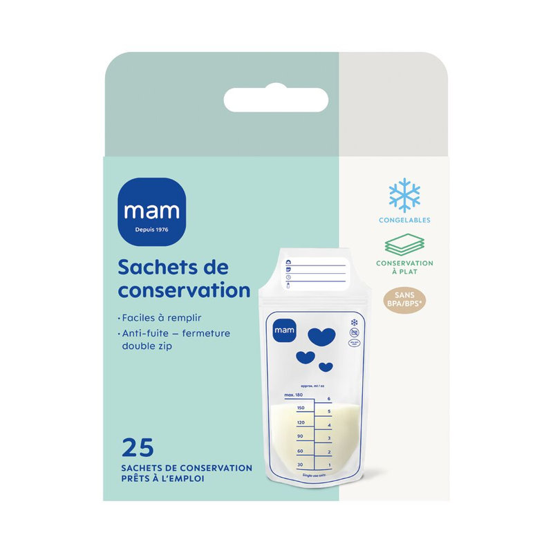 Lot de 25 Sachets de conservation 180ml Mam packaging face