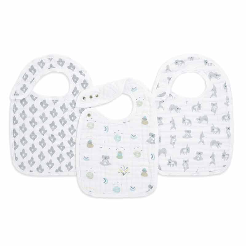 Lot de 3 bavoirs à boutons-pression en mousseline de coton Now + zen Aden + Anais