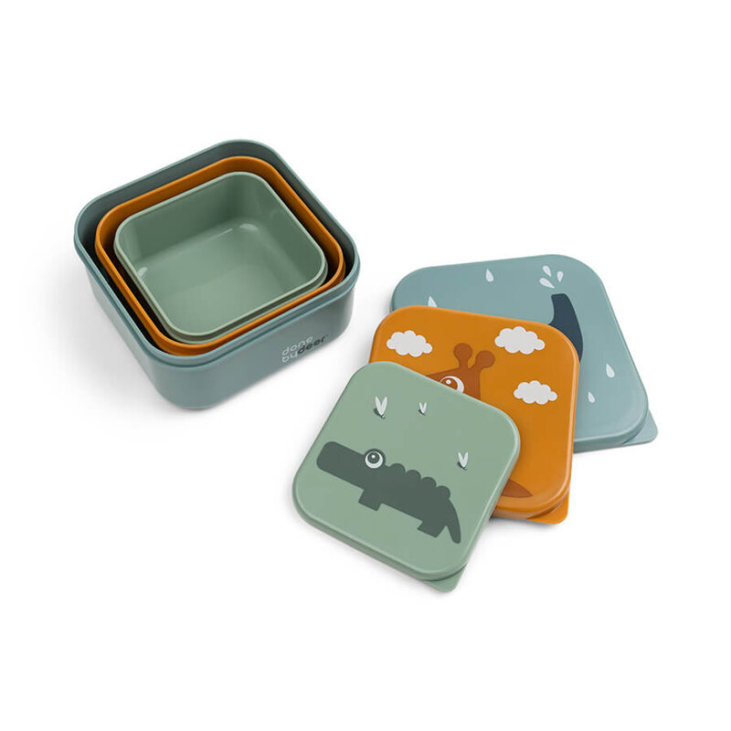 Lot de 3 Boîtes à goûter Deer friends Bleu mixte Done by Deer produit face