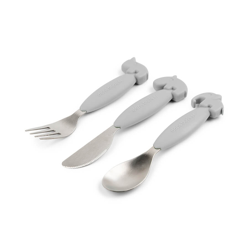 Lot de 3 couverts Easy-grip Deer friends Gris Done by Deer produit face