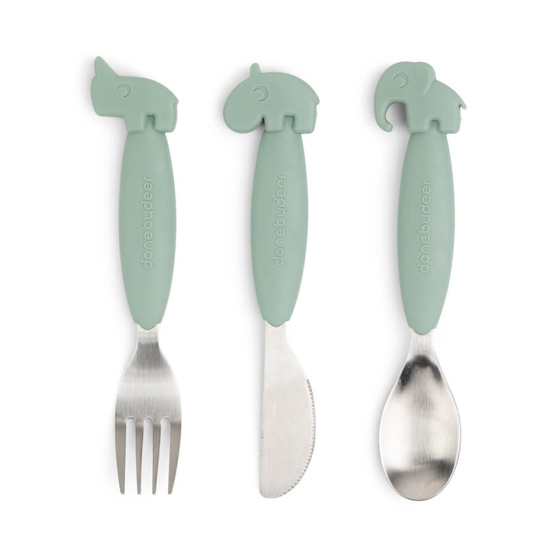 Lot de 3 couverts Easy-grip Deer friends Vert Done by Deer face