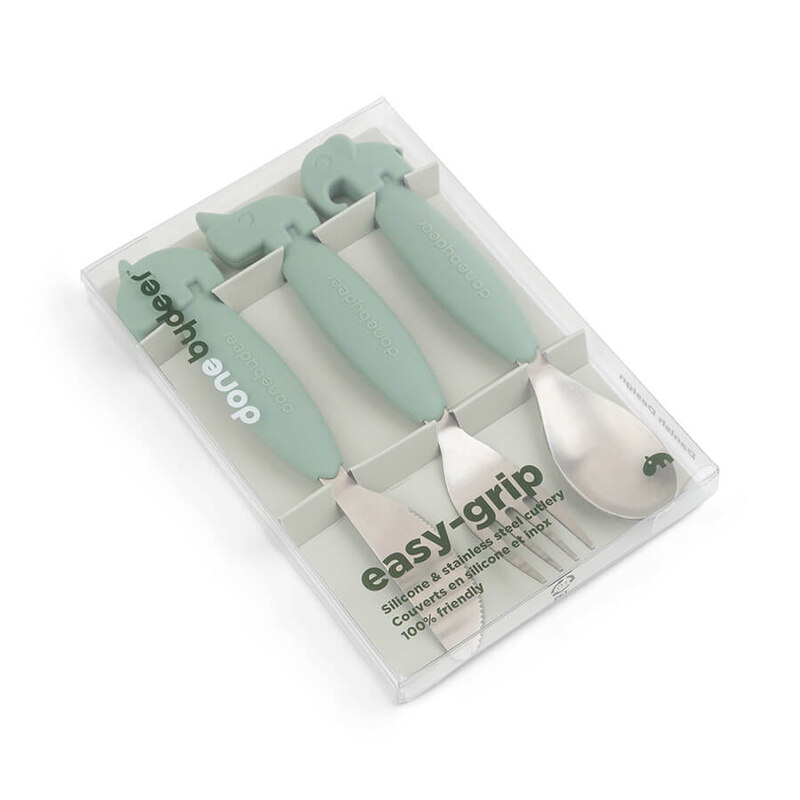 Lot de 3 couverts Easy-grip Deer friends Vert Done by Deer package